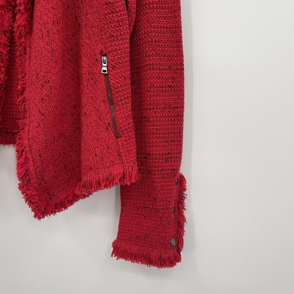 Nic + Zoe Open Cardigan Sweater Jacket Woman’s size medium red Zip Pockets - Picture 3 of 7